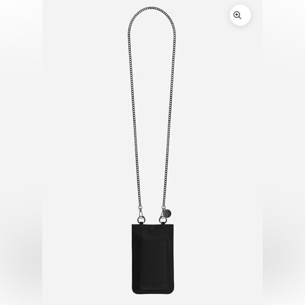 LaCoque Française universal phone bag in black grained leather. NWT.